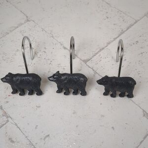 Black Bear Lodge Shower Curtain Hooks Set of 12 Rustic Cabin Man Cave Bathroom